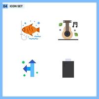 Pack of 4 Modern Flat Icons Signs and Symbols for Web Print Media such as fish direction leisure medical up left Editable Vector Design Elements