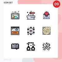 Set of 9 Modern UI Icons Symbols Signs for modeling website mail sharing interface Editable Vector Design Elements