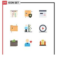 9 User Interface Flat Color Pack of modern Signs and Symbols of checklist documents browser files folder Editable Vector Design Elements