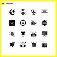 grupo de símbolos de iconos universales de 16 glifos sólidos modernos de flechas de Internet texto de artefacto alinear elementos de diseño de vectores editables