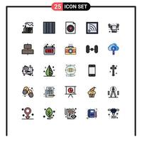 Mobile Interface Filled line Flat Color Set of 25 Pictograms of horizontal align connection towel interior Editable Vector Design Elements