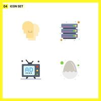 4 User Interface Flat Icon Pack of modern Signs and Symbols of hat marketing feelings files multimedia Editable Vector Design Elements