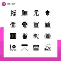 16 Solid Glyph concept for Websites Mobile and Apps ancient greek currency chinese china Editable Vector Design Elements