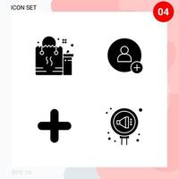 Vector Pack of 4 Icons in Solid Style Creative Glyph Pack isolated on White Background for Web and Mobile