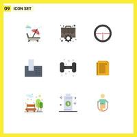 9 User Interface Flat Color Pack of modern Signs and Symbols of home appliances setting target military Editable Vector Design Elements