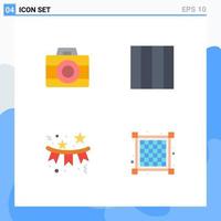 Modern Set of 4 Flat Icons and symbols such as camera star technology confetti grid Editable Vector Design Elements