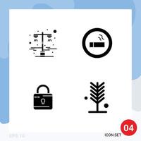 4 Creative Icons Modern Signs and Symbols of lamp computing road light lab security Editable Vector Design Elements