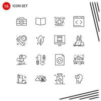 16 Universal Outlines Set for Web and Mobile Applications call system cover management sketch Editable Vector Design Elements