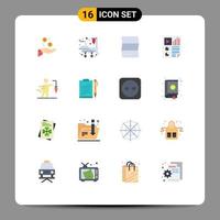 Flat Color Pack of 16 Universal Symbols of business video location report document Editable Pack of Creative Vector Design Elements