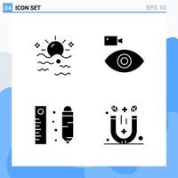 Modern 4 solid style icons Glyph Symbols for general use Creative Solid Icon Sign Isolated on White Background 4 Icons Pack vector