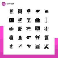 User Interface Pack of 25 Basic Solid Glyphs of sketch drawing house business shaking hand Editable Vector Design Elements