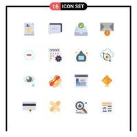 Group of 16 Modern Flat Colors Set for delete less check search mail Editable Pack of Creative Vector Design Elements