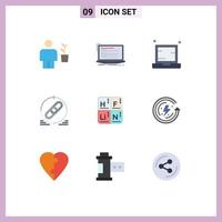 Modern Set of 9 Flat Colors and symbols such as web link monoblock notebook electronic Editable Vector Design Elements