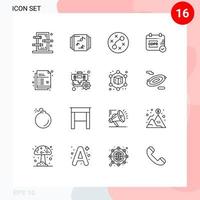16 User Interface Outline Pack of modern Signs and Symbols of pencil document germs creative security Editable Vector Design Elements