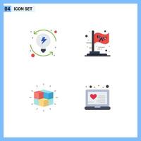 Set of 4 Vector Flat Icons on Grid for development labyrinth system party solution Editable Vector Design Elements