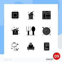 9 Solid Glyph concept for Websites Mobile and Apps baby ecology house party eco house website Editable Vector Design Elements