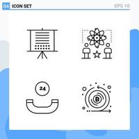 Modern 4 Line style icons Outline Symbols for general use Creative Line Icon Sign Isolated on White Background 4 Icons Pack vector