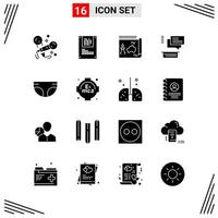 16 Icons Solid Style Grid Based Creative Glyph Symbols for Website Design Simple Solid Icon Signs Isolated on White Background 16 Icon Set vector