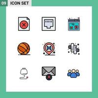 Set of 9 Modern UI Icons Symbols Signs for pin hospital shopping basket ball play Editable Vector Design Elements