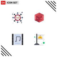 Universal Icon Symbols Group of 4 Modern Flat Icons of ad music concert creative celebration communist Editable Vector Design Elements