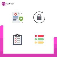 4 User Interface Flat Icon Pack of modern Signs and Symbols of health list arrow clipboard text Editable Vector Design Elements