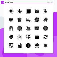 User Interface Pack of 25 Basic Solid Glyphs of space hobby take hobbies real Editable Vector Design Elements