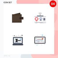 Mobile Interface Flat Icon Set of 4 Pictograms of business things user gadgets laptop Editable Vector Design Elements