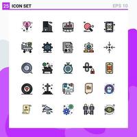 Universal Icon Symbols Group of 25 Modern Filled line Flat Colors of currency rates ball computer ping pong sport Editable Vector Design Elements