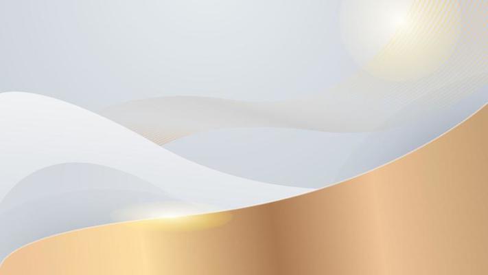 White and gold background with luxury abstract geometric shapes decoration elements for presentation design, business card, wedding design