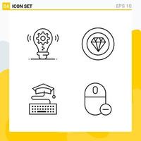 Collection of 4 Universal Line Icons Icon Set for Web and Mobile vector