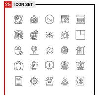 25 General Icons for website design print and mobile apps 25 Outline Symbols Signs Isolated on White Background 25 Icon Pack