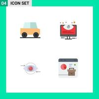 Group of 4 Flat Icons Signs and Symbols for automobile business vehicles monitoring marketing Editable Vector Design Elements