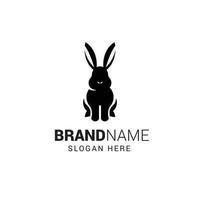 Rabbit sitting logo template isolated on white background vector