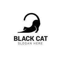 Cat stretching logo template isolated on white background vector