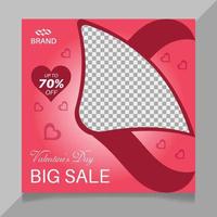 Valentine's day social media post template vector