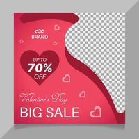 Valentine's day social media post template vector