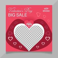 Valentine's day social media post template vector