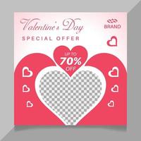 Valentine's day social media post template vector