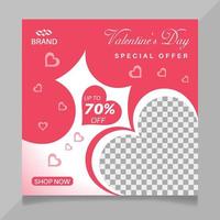 Valentine's day social media post template vector