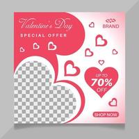 Valentine's day social media post template vector