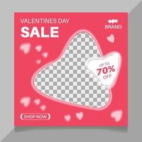 Valentine's day social media post template vector