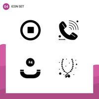 4 Universal Solid Glyphs Set for Web and Mobile Applications media call call signal love Editable Vector Design Elements