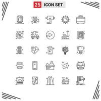 Mobile Interface Line Set of 25 Pictograms of no project protect bag light Editable Vector Design Elements