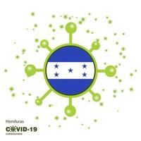 Honduras Coronavius Flag Awareness Background Stay home Stay Healthy Take care of your own health Pray for Country vector