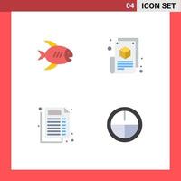 Pack of 4 Modern Flat Icons Signs and Symbols for Web Print Media such as beach medical sea blogging document Editable Vector Design Elements