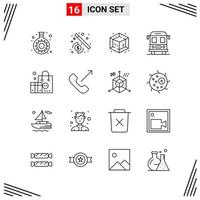 16 Icons Line Style Grid Based Creative Outline Symbols for Website Design Simple Line Icon Signs Isolated on White Background 16 Icon Set vector