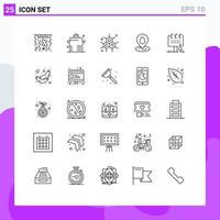 Group of 25 Modern Lines Set for food campaign location board advertising Editable Vector Design Elements