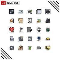 Mobile Interface Filled line Flat Color Set of 25 Pictograms of coin modern home electronic windows Editable Vector Design Elements