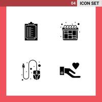 User Interface Pack of Basic Solid Glyphs of notepad scroll presentation workflow heart Editable Vector Design Elements