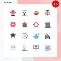 16 User Interface Flat Color Pack of modern Signs and Symbols of flower clothes lifting living chinese Editable Pack of Creative Vector Design Elements